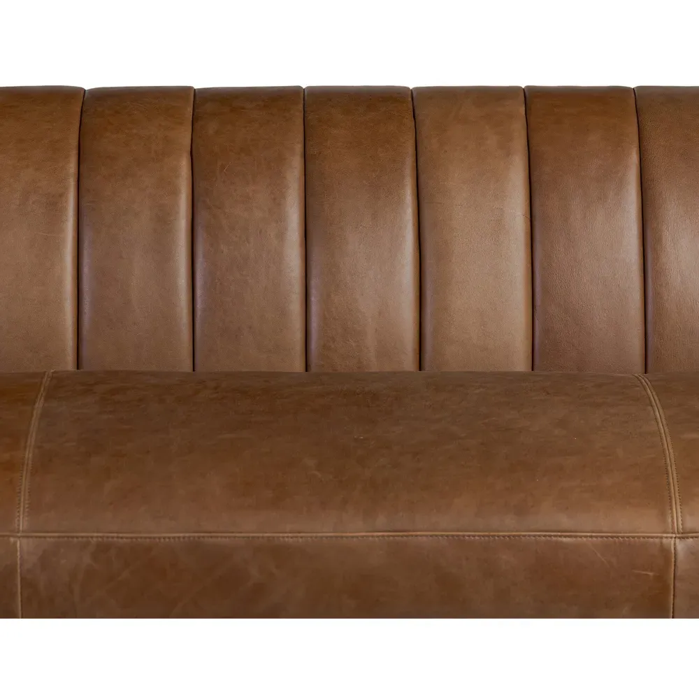 Ciro Channel Tufted Sofa - Brown, Leather