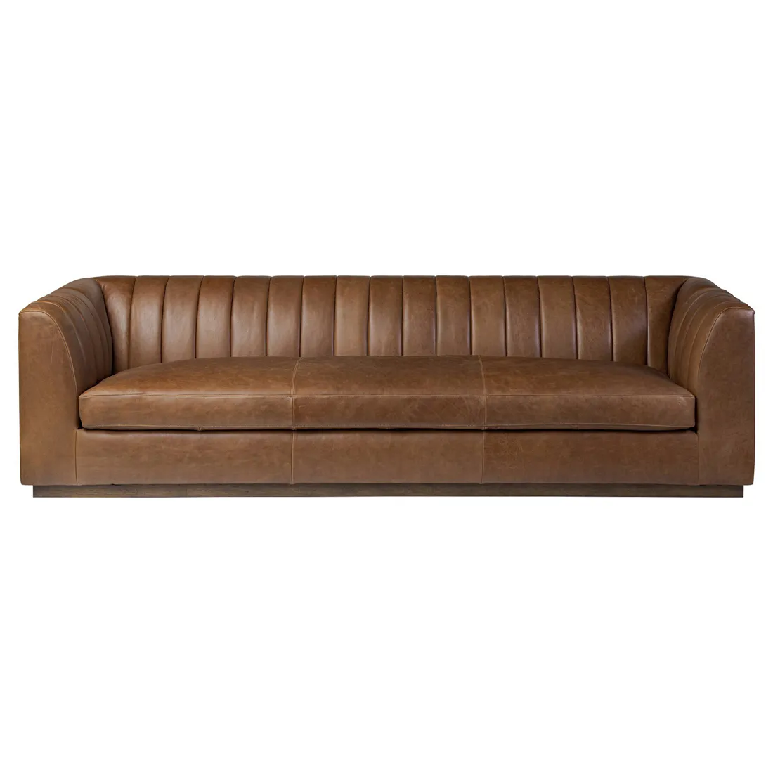 Ciro Channel Tufted Sofa - Brown, Leather