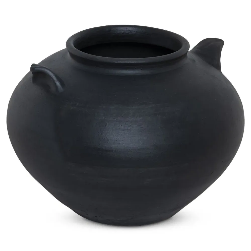 Civita Terracotta Vessel with Handles - Aged Black