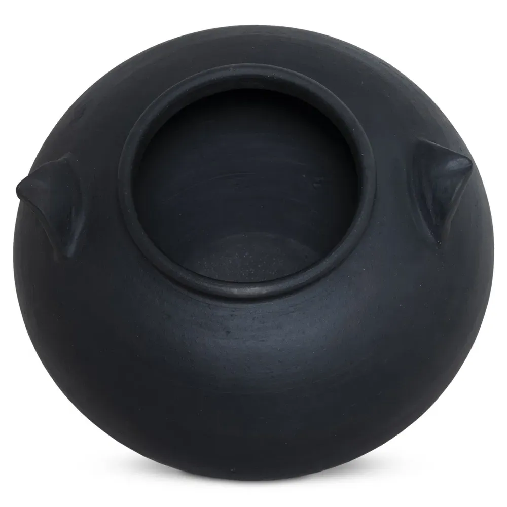 Civita Terracotta Vessel with Handles - Aged Black