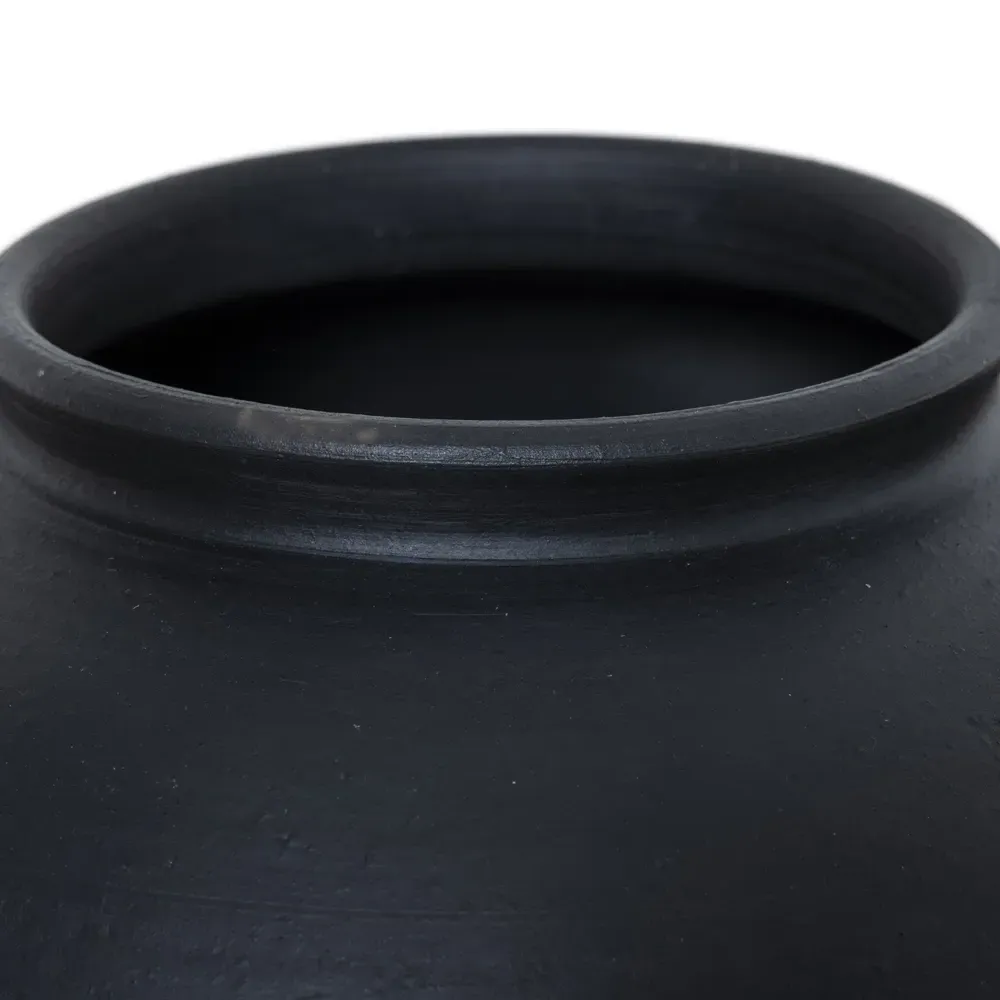 Civita Terracotta Vessel with Handles - Aged Black