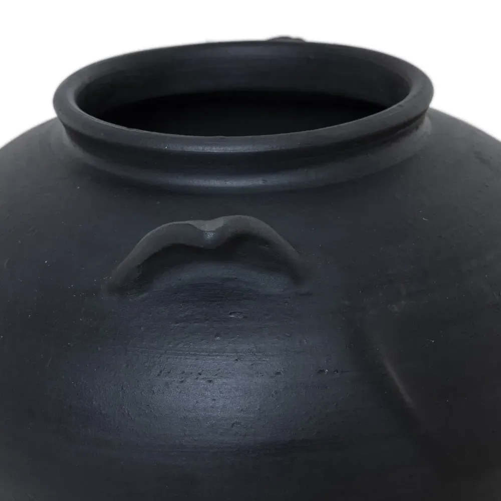 Civita Terracotta Vessel with Handles - Aged Black