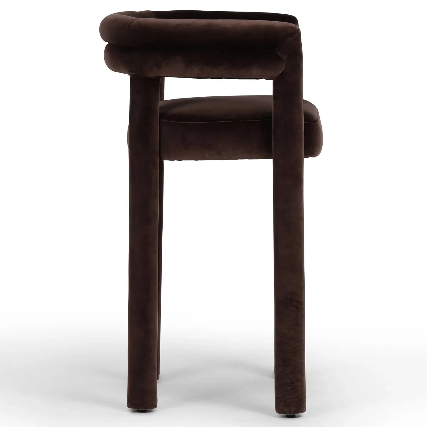 Claire Bar Stool - Dark Brown, Velvet