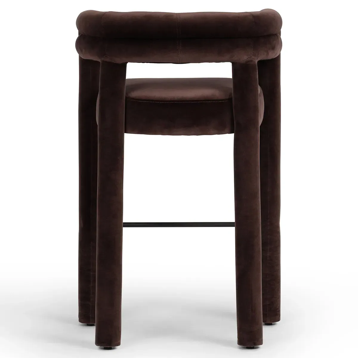 Claire Bar Stool - Dark Brown, Velvet