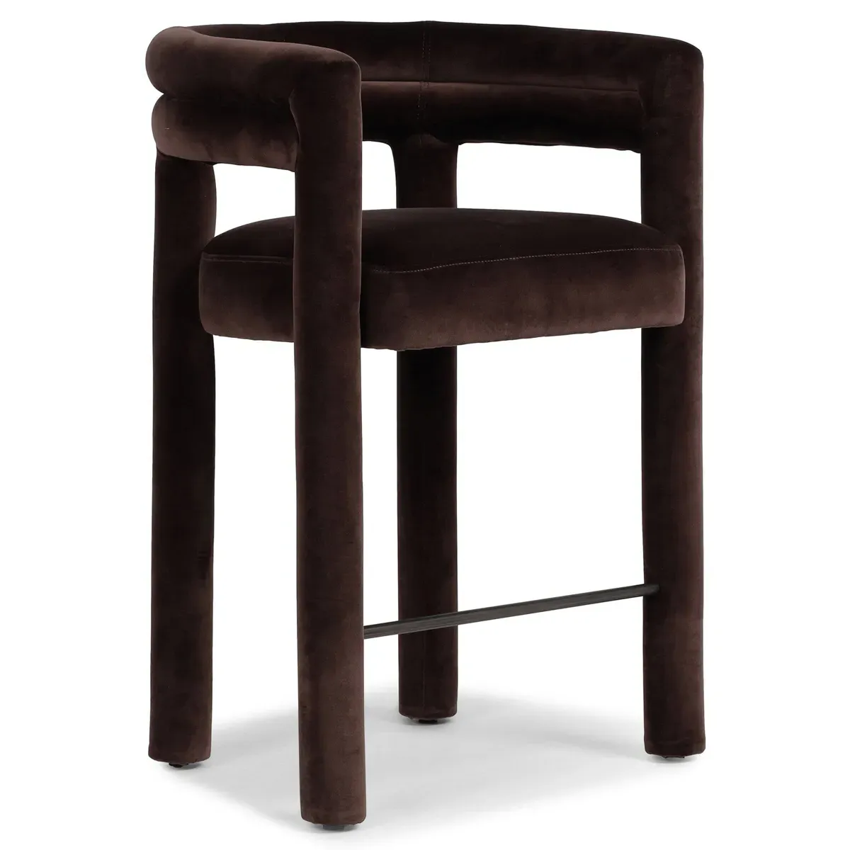 Claire Counter Stool - Dark Brown, Velvet