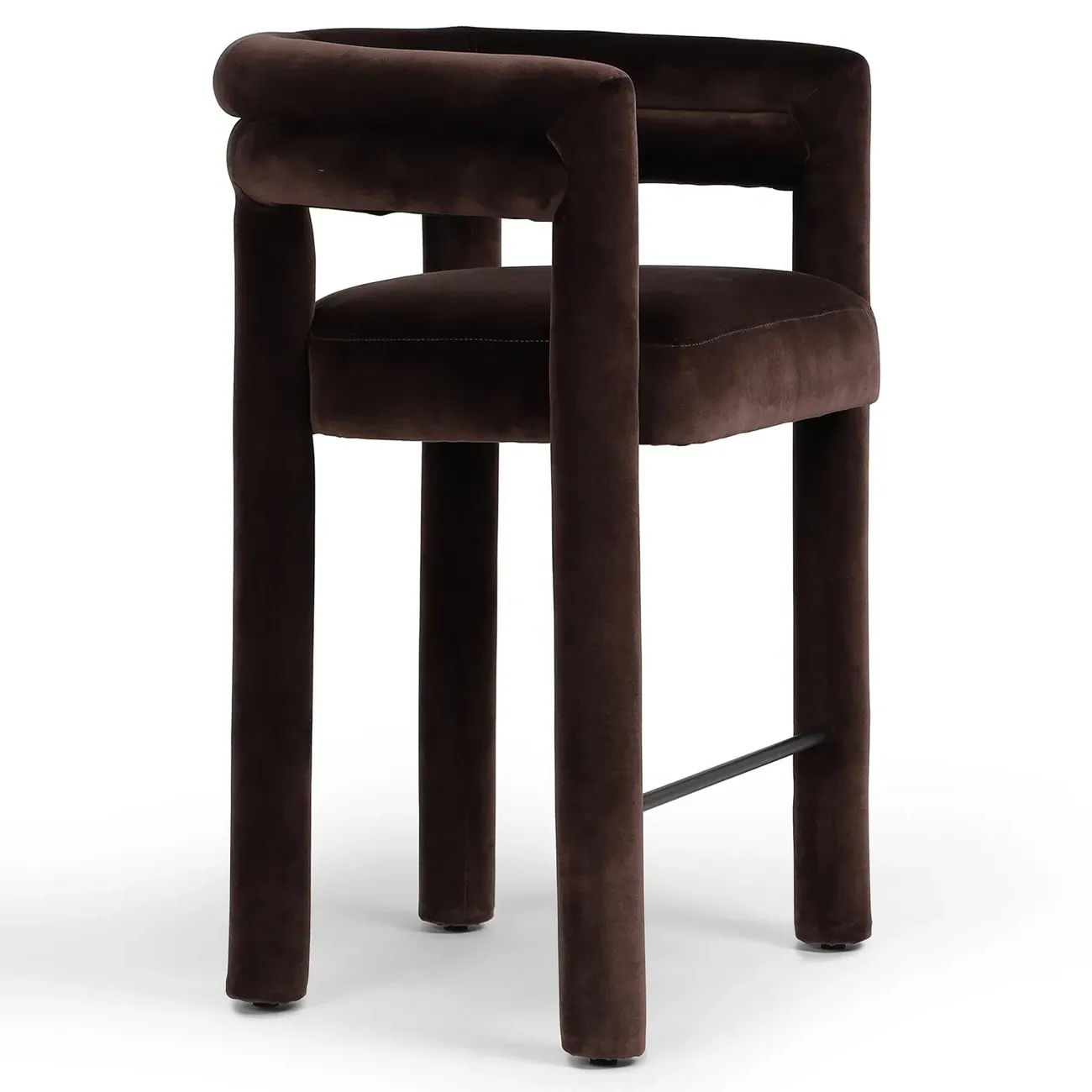 Claire Counter Stool - Dark Brown, Velvet