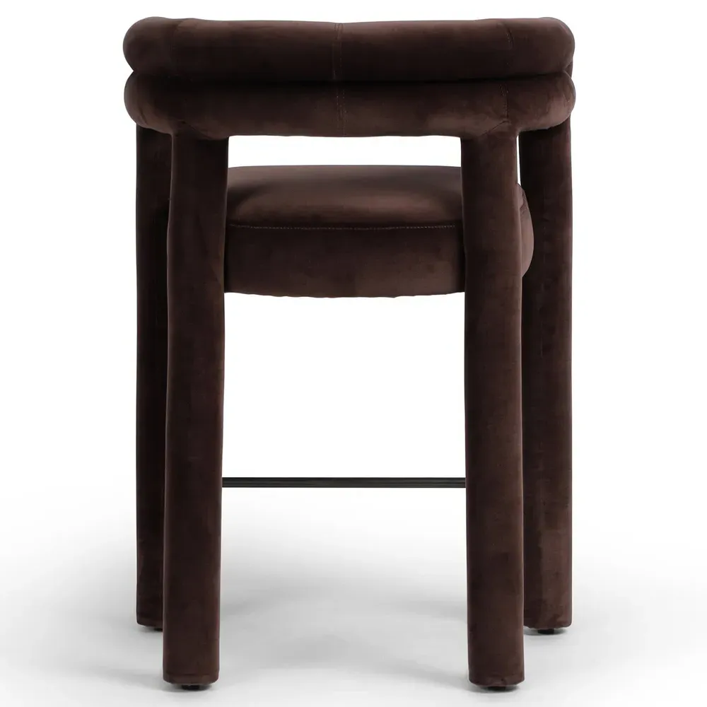 Claire Counter Stool - Dark Brown, Velvet