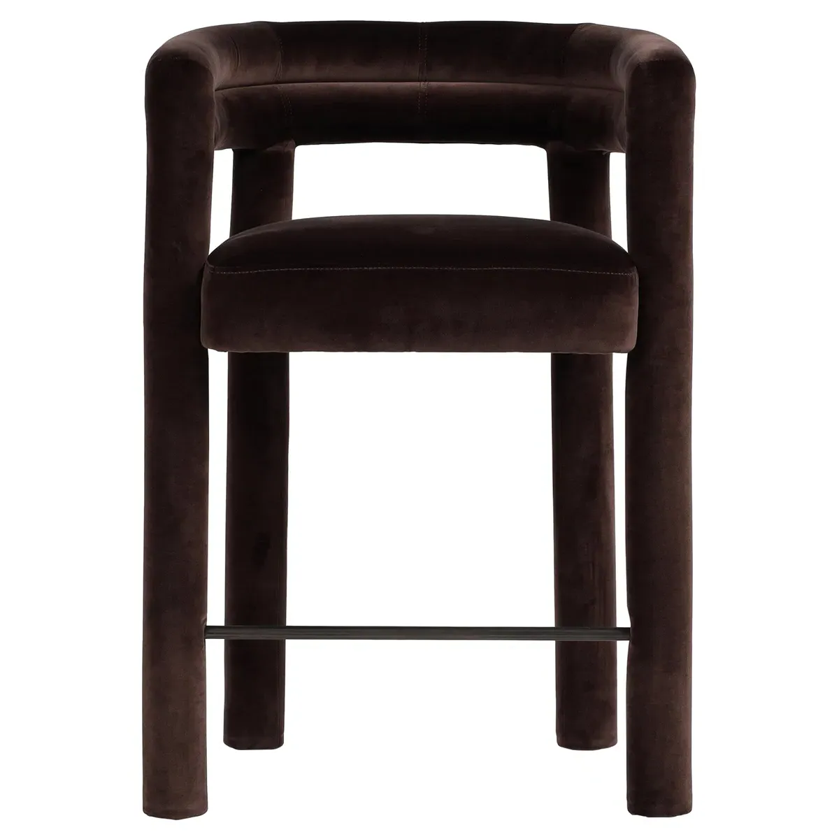 Claire Counter Stool - Dark Brown, Velvet