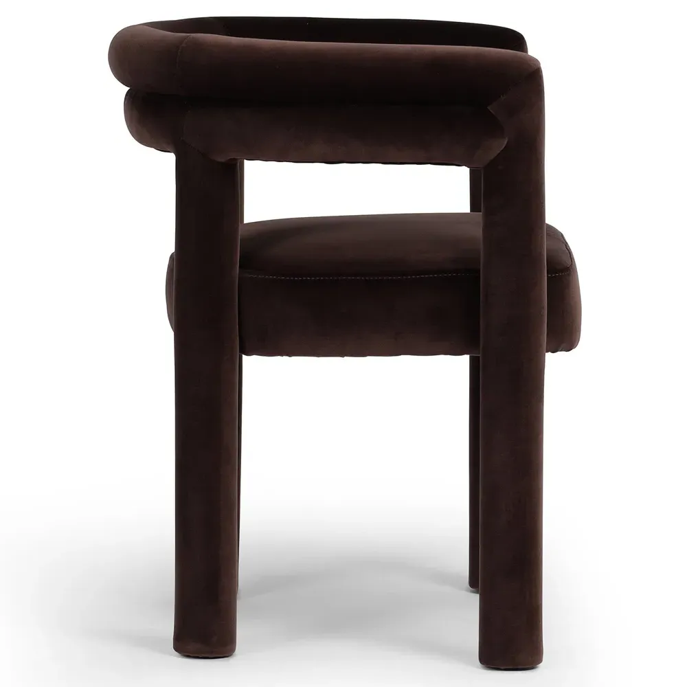 Claire Dining Arm Chair - Dark Brown, Velvet