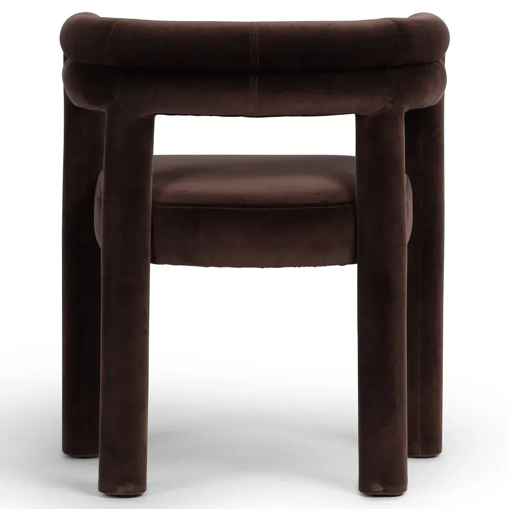 Claire Dining Arm Chair - Dark Brown, Velvet