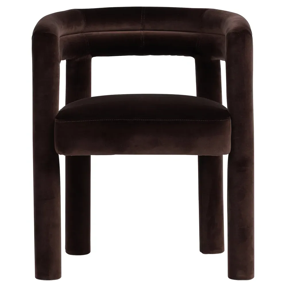 Claire Dining Arm Chair - Dark Brown, Velvet image
