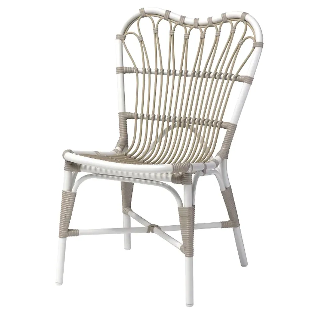 Claire Faux Rattan Outdoor Dining Side Chair - White