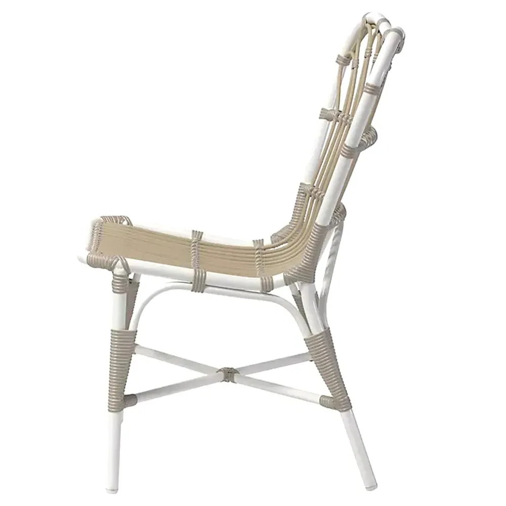 Claire Faux Rattan Outdoor Dining Side Chair - White