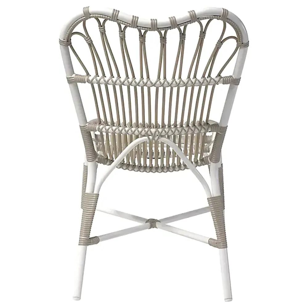 Claire Faux Rattan Outdoor Dining Side Chair - White