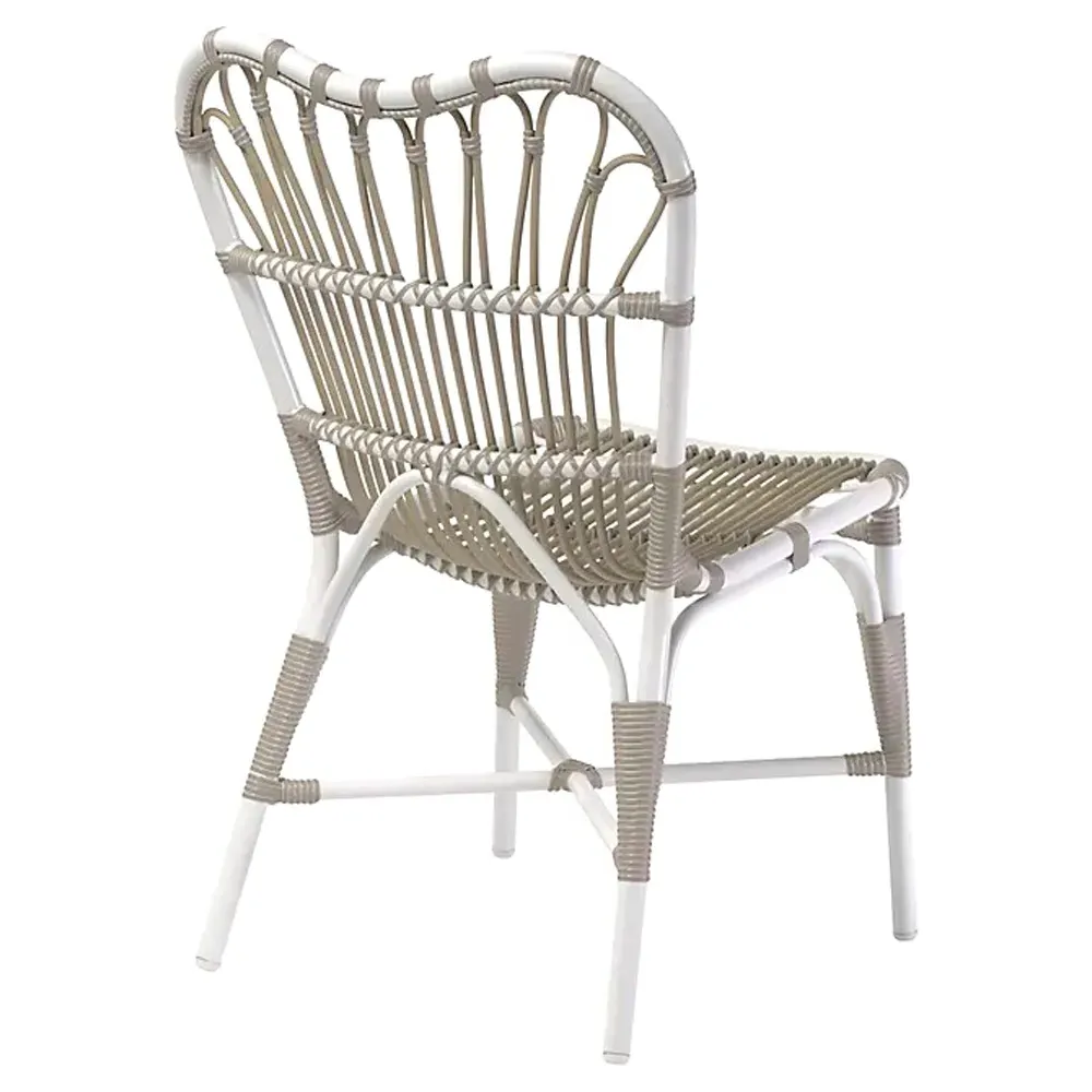 Claire Faux Rattan Outdoor Dining Side Chair - White