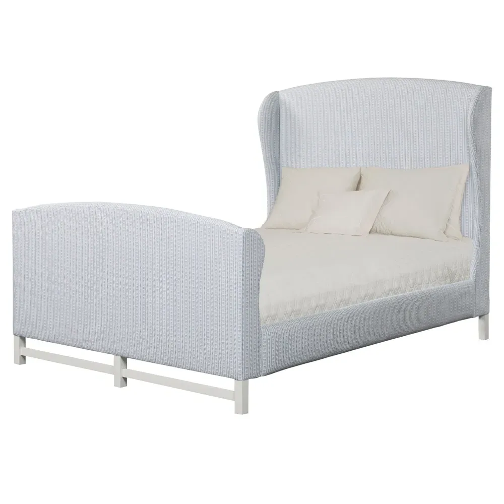 Claire Queen Size Wingback Footboard Bed - Blue, Oak