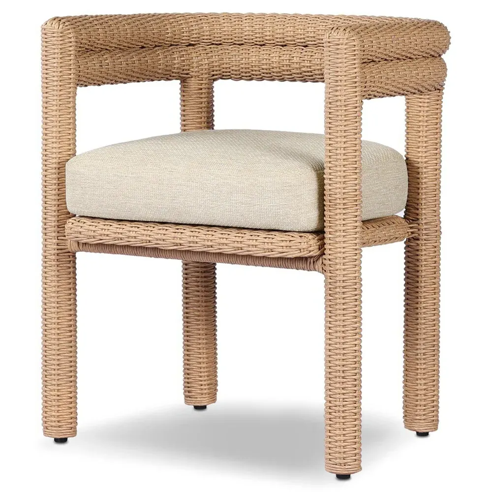 Claire Woven Wicker Outdoor Dining Arm Chair - Brown