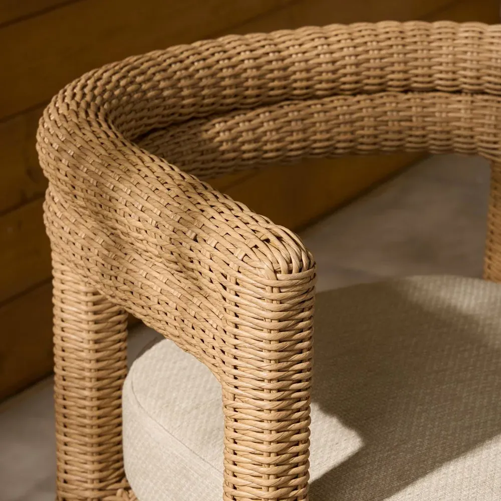 Claire Woven Wicker Outdoor Dining Arm Chair - Brown