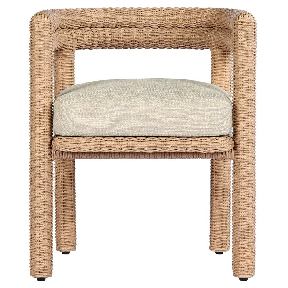 Claire Woven Wicker Outdoor Dining Arm Chair - Brown