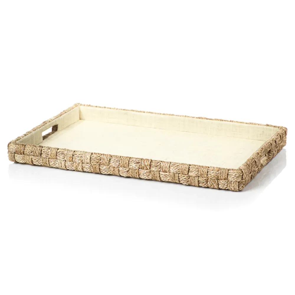Clara Coastal Beach Woven Abaca Rope Tray - Brown image
