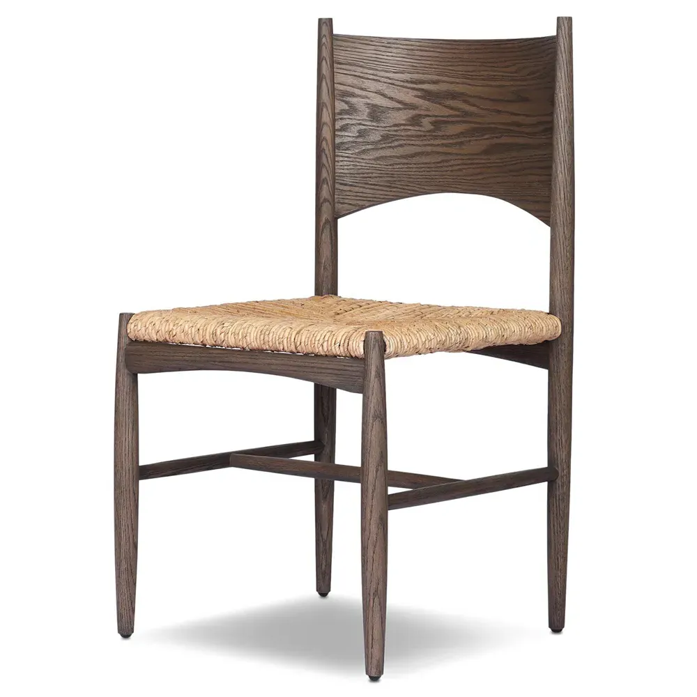Clara Woven Dining Side Chair - Dark Brown, Oak
