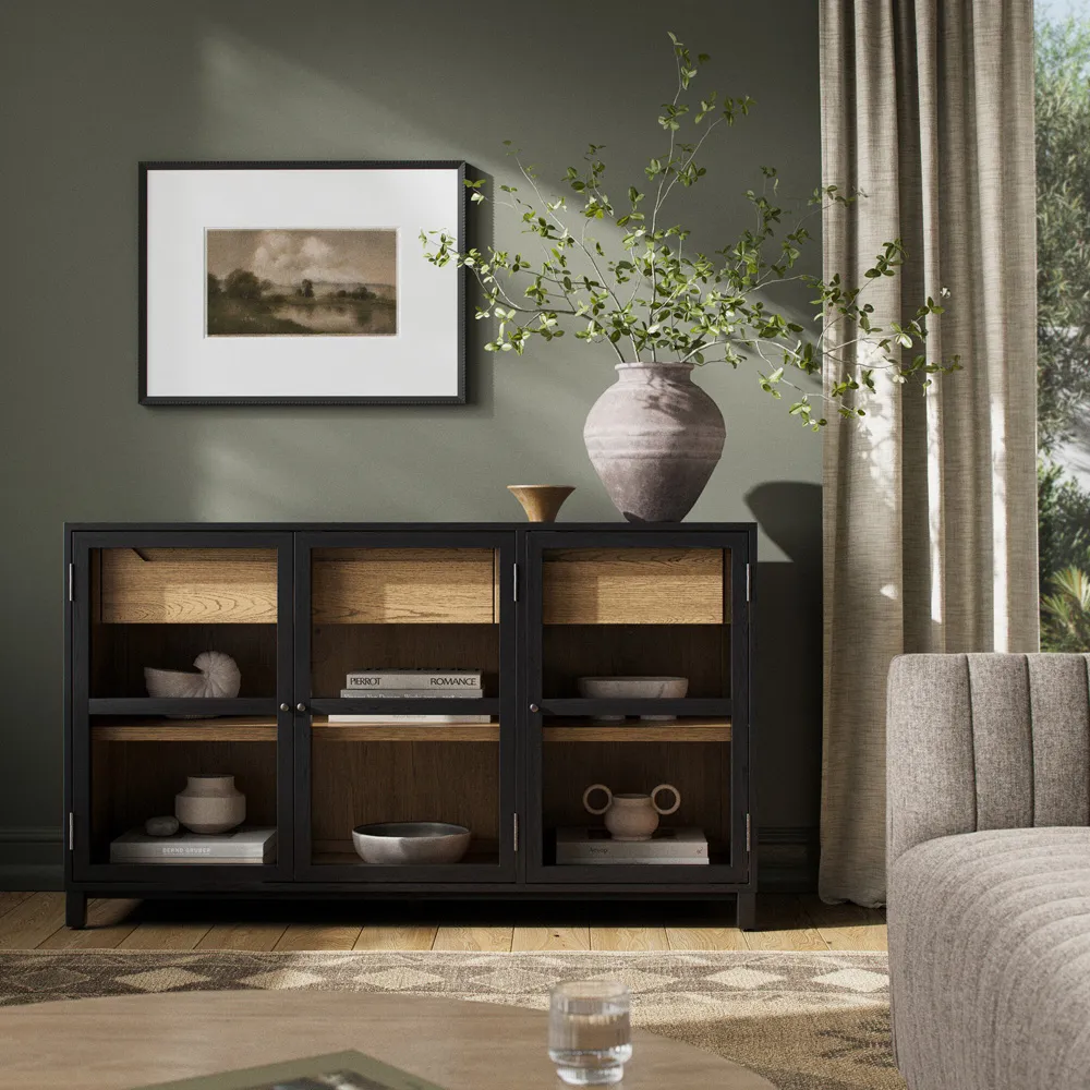 Clarence 3 Door Sideboard - Black, Oak