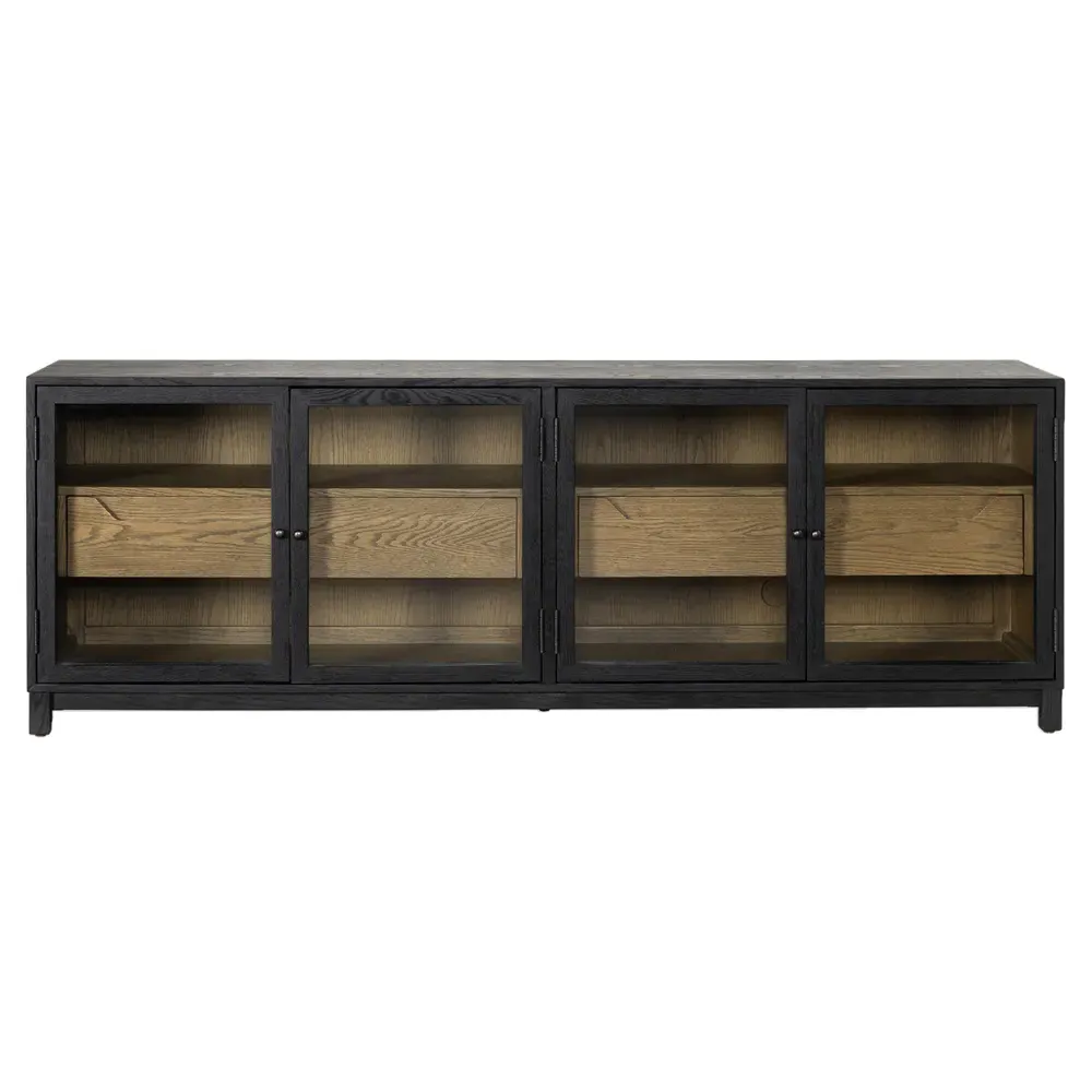 Clarence 4 Door Media Cabinet - Black, Oak