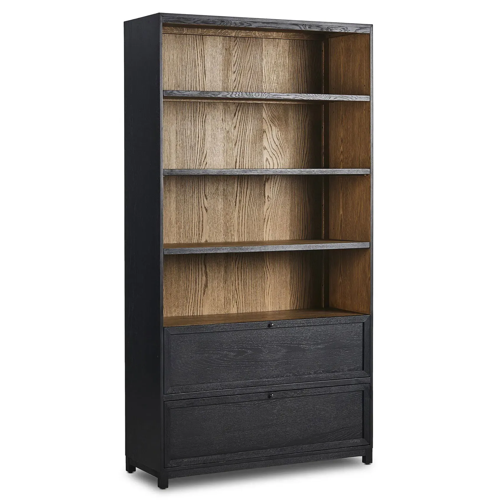 Clarence Bookcase with Drawer - Black, Oak