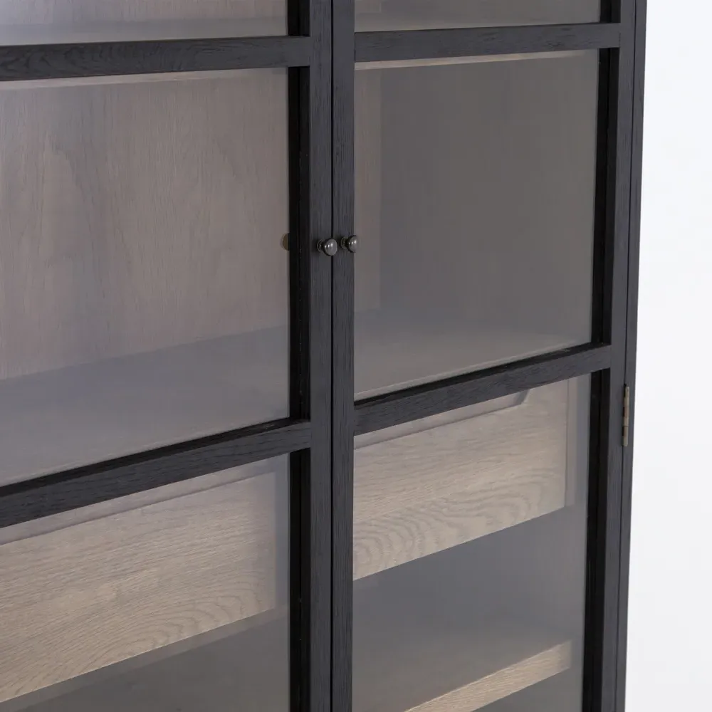 Clarence Display Case with Glass Door - Black, Oak
