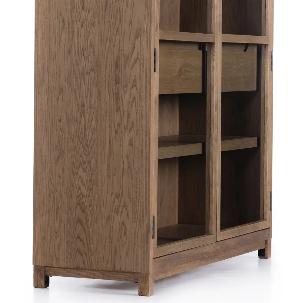 Clarence Display Case with Storage - Brown, Oak Wood