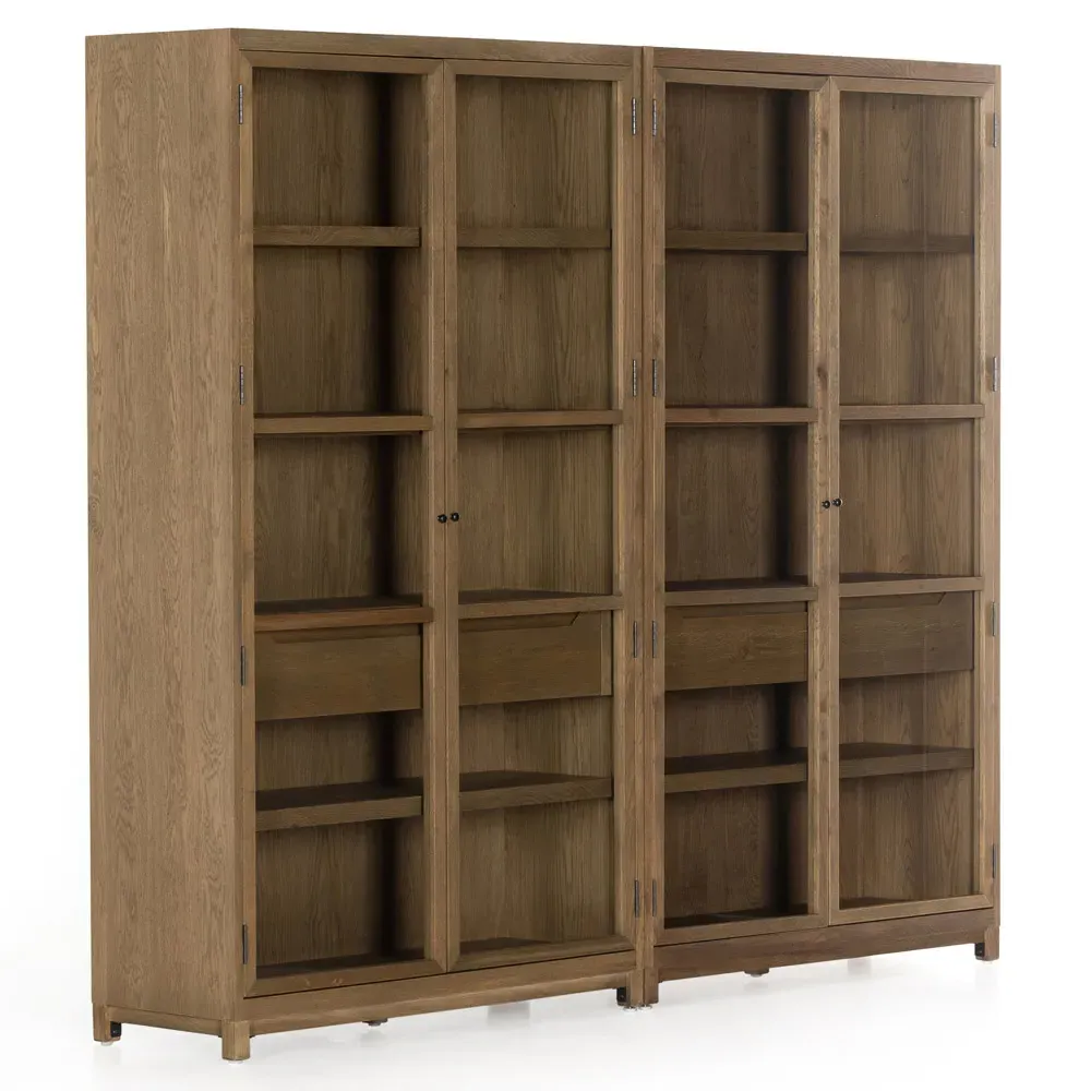Clarence Double Display Cabinet - Brown, Oak