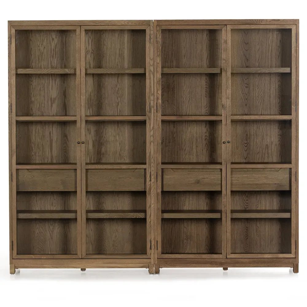 Clarence Double Display Cabinet - Brown, Oak image