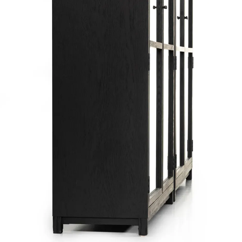 Clarence Double Display Cabinet with Storage - Black, Oak