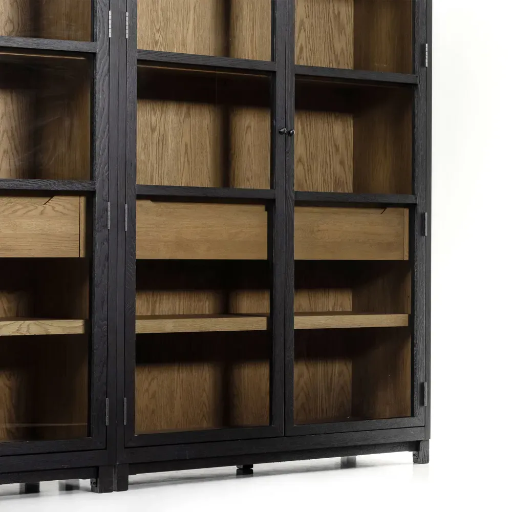 Clarence Double Display Cabinet with Storage - Black, Oak