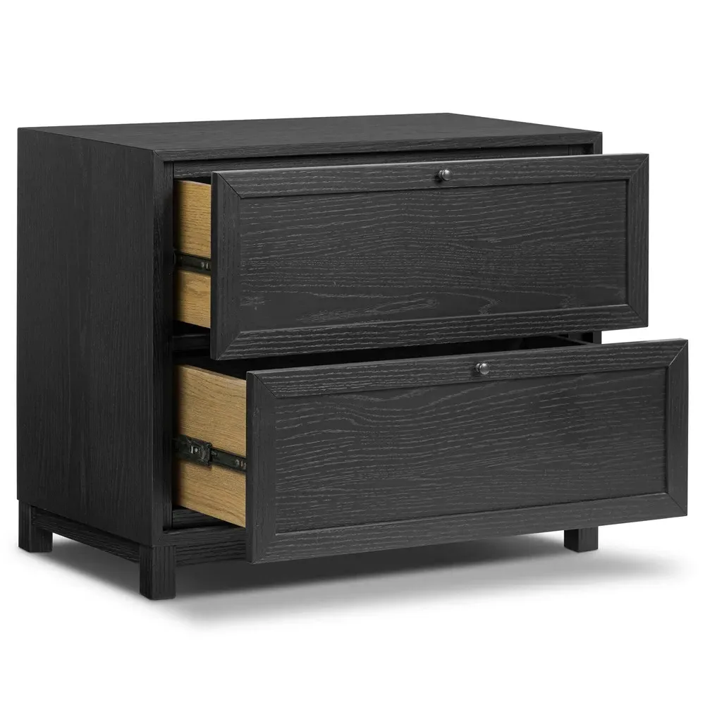 Clarence Nightstand - Matte Black, Oak