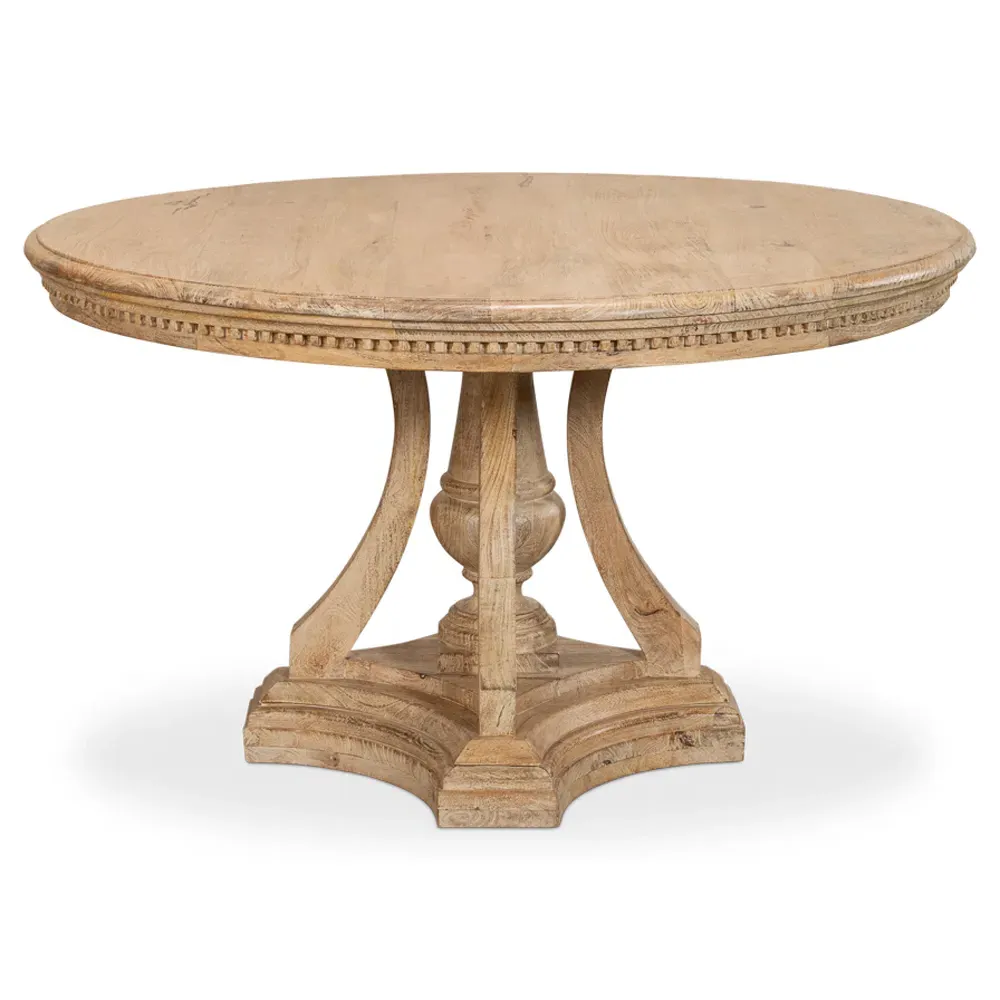 Clarise Round Pedestal Dining Table - Brown, Mango Wood