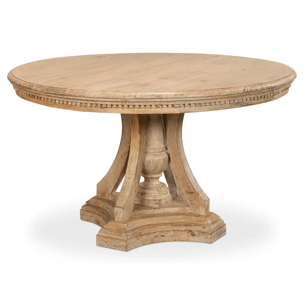 Clarise Round Pedestal Dining Table - Brown, Mango Wood