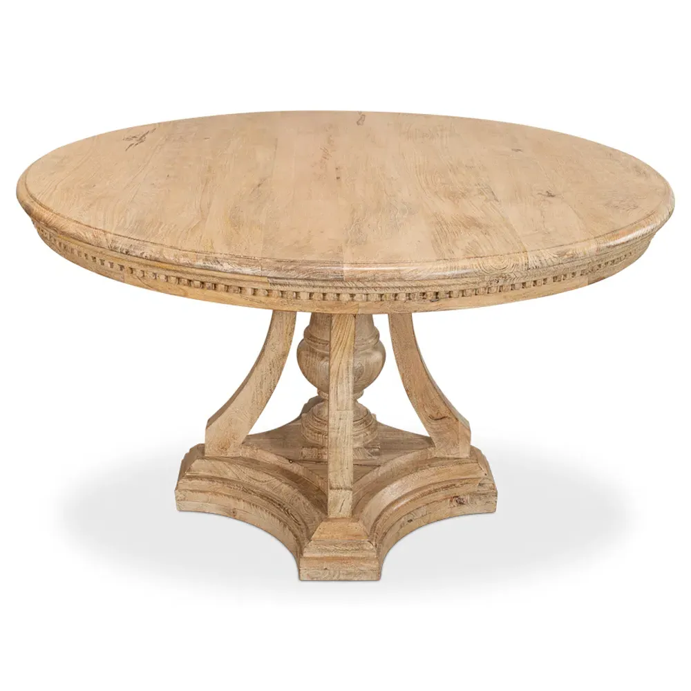 Clarise Round Pedestal Dining Table - Brown, Mango Wood