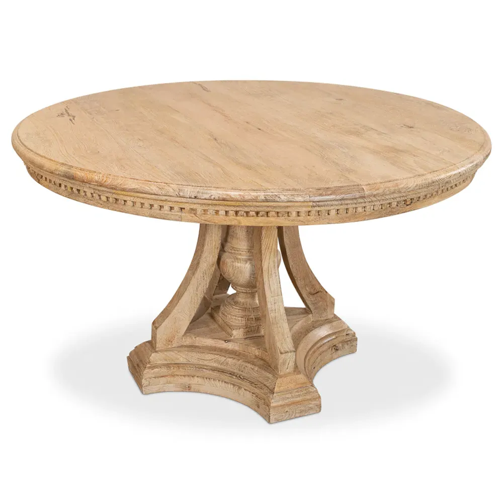 Clarise Round Pedestal Dining Table - Brown, Mango Wood