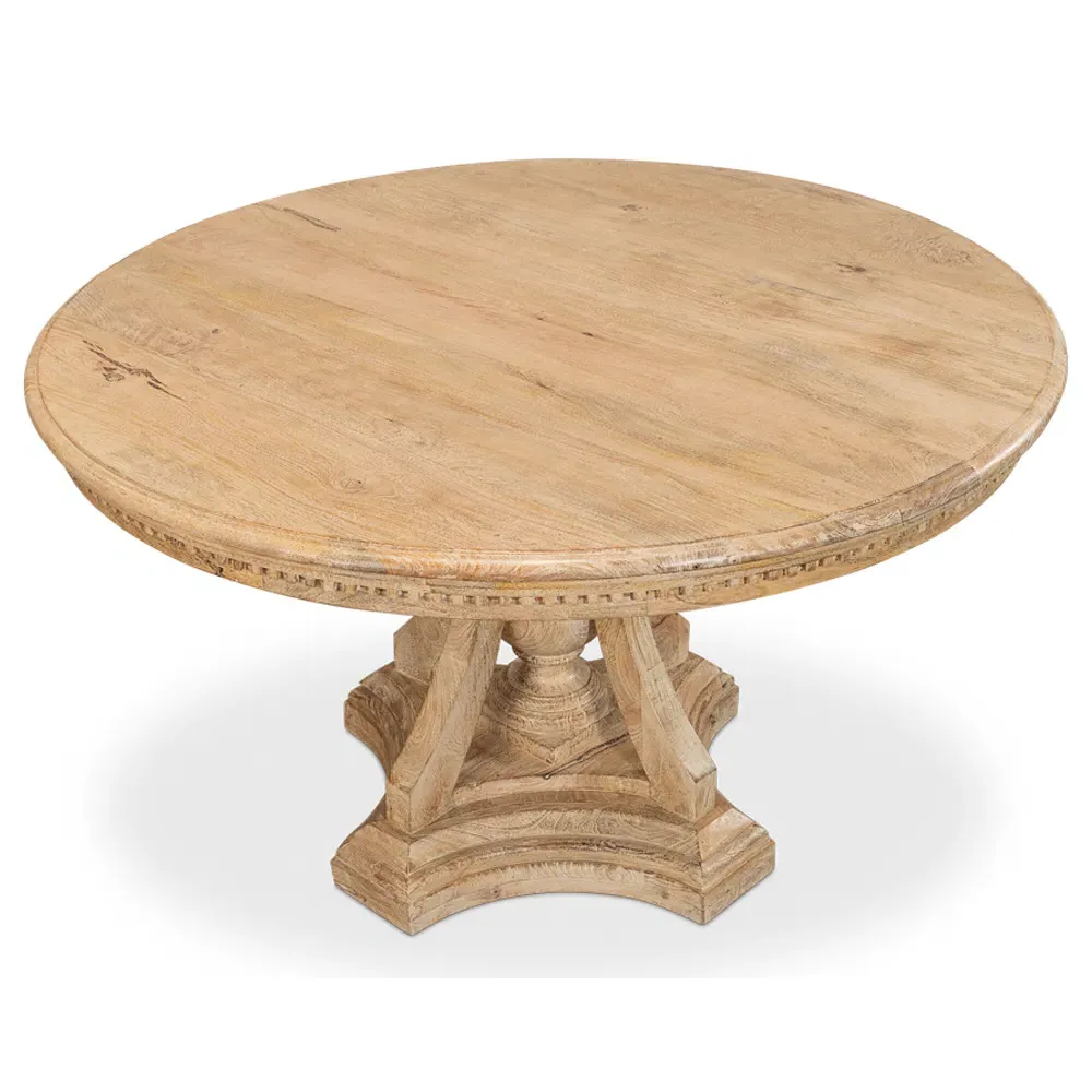 Clarise Round Pedestal Dining Table - Brown, Mango Wood