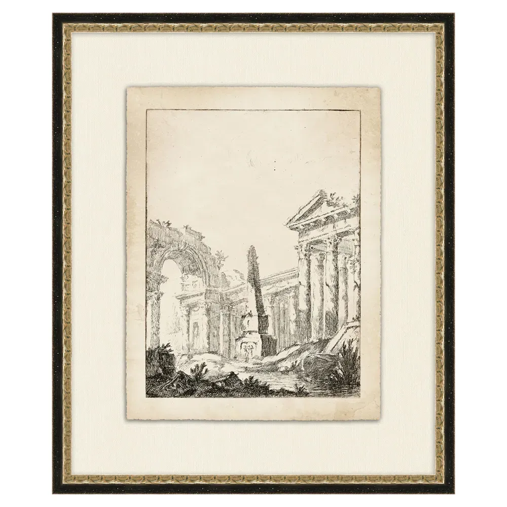 Claude Country Grey Pillars Architecture Frame Illustration 3 - Black image