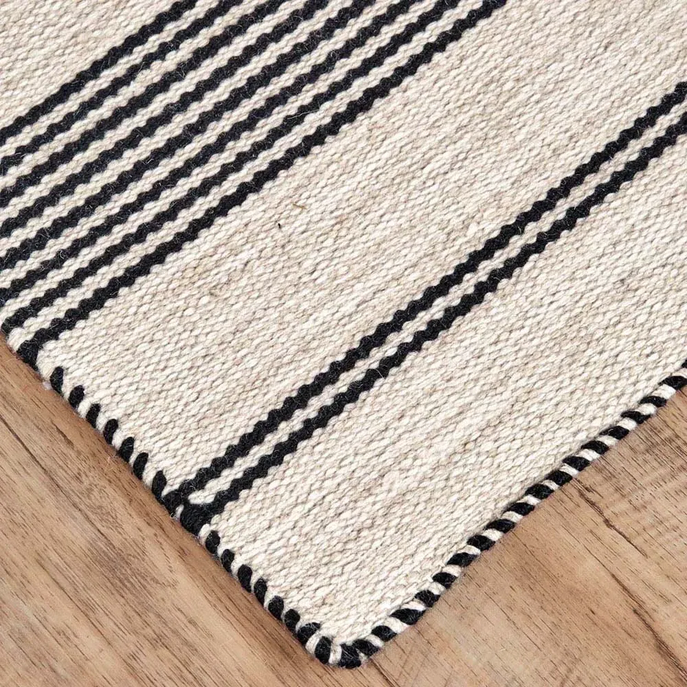 Claude Striped Indoor Outdoor Rug - Black, PET
