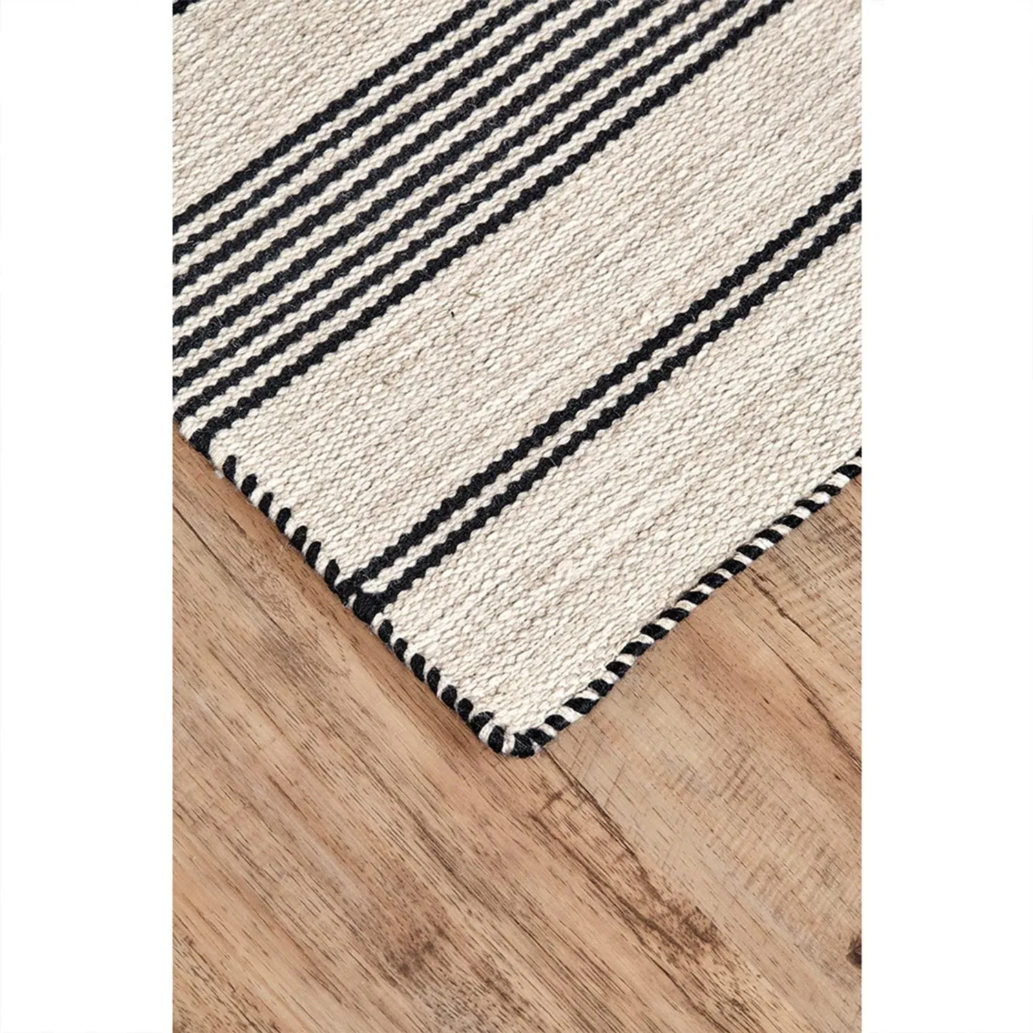 Claude Striped Indoor Outdoor Rug - Black, PET