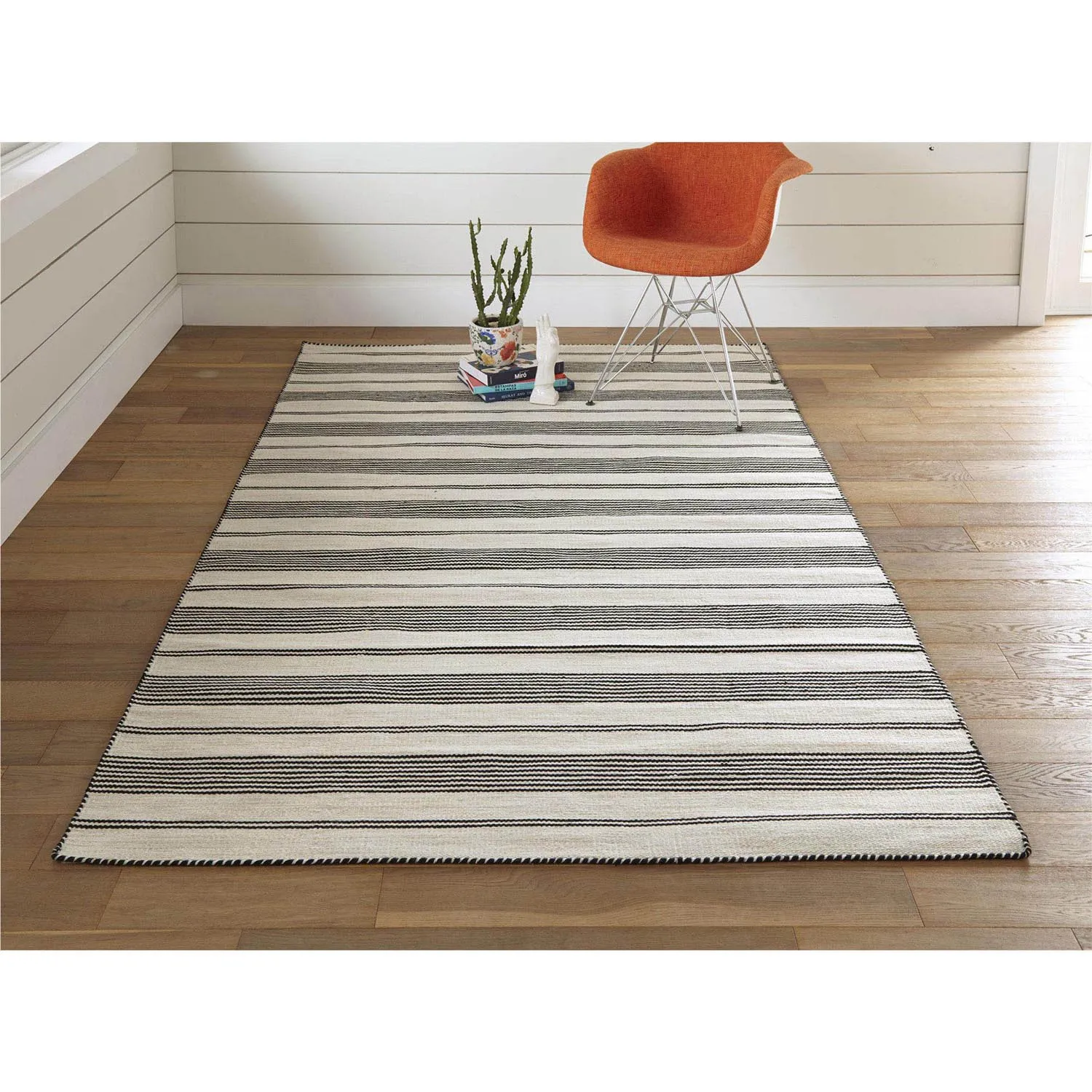 Claude Striped Indoor Outdoor Rug - Black, PET