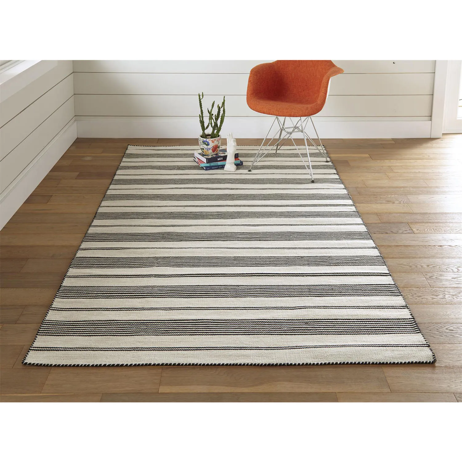 Claude Striped Indoor Outdoor Rug - Black, PET
