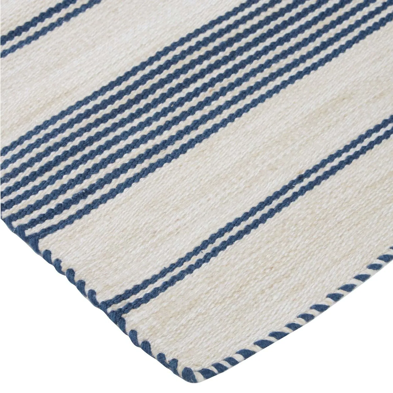 Claude Striped Indoor Outdoor Rug - Blue, PET Fiber