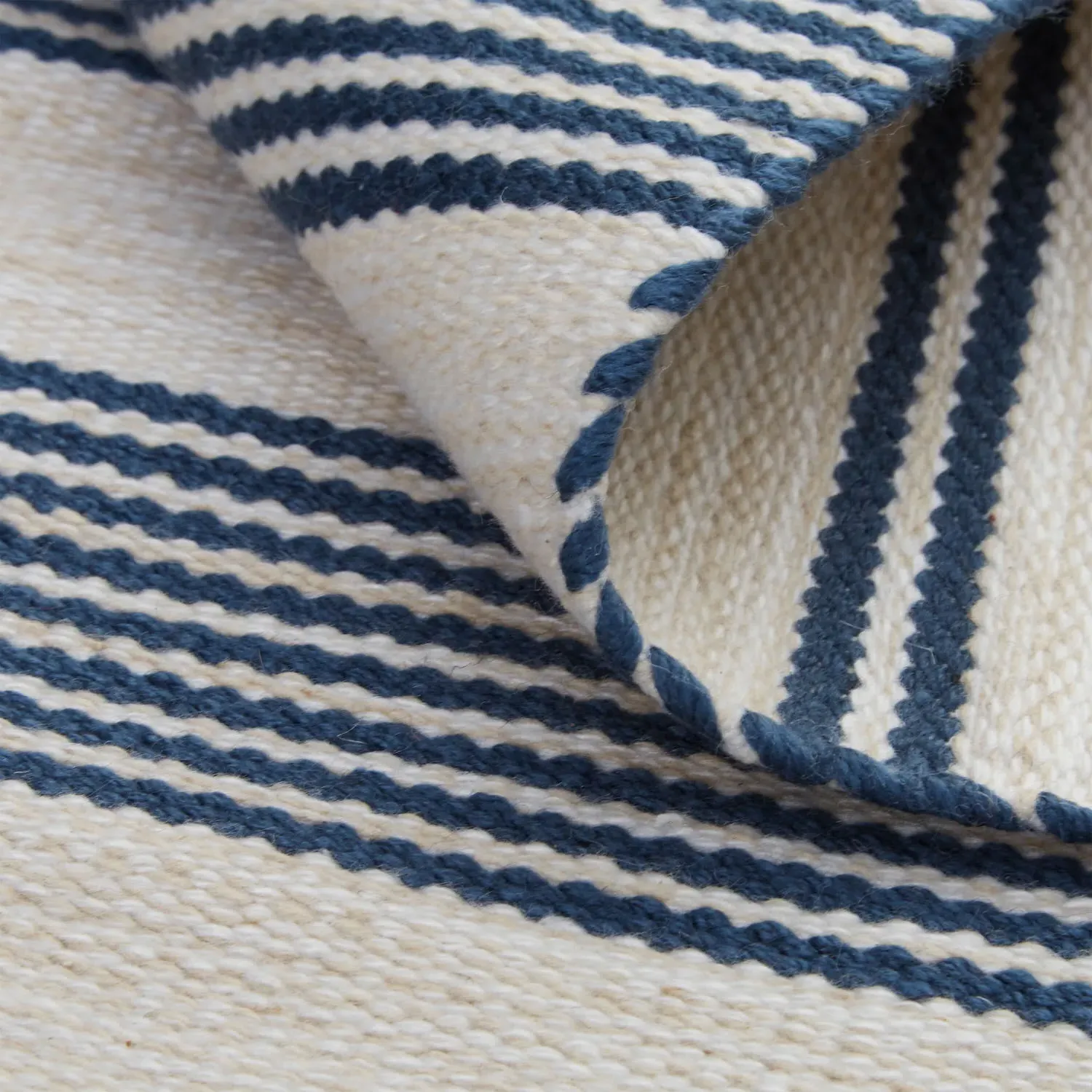 Claude Striped Indoor Outdoor Rug - Blue, PET Fiber