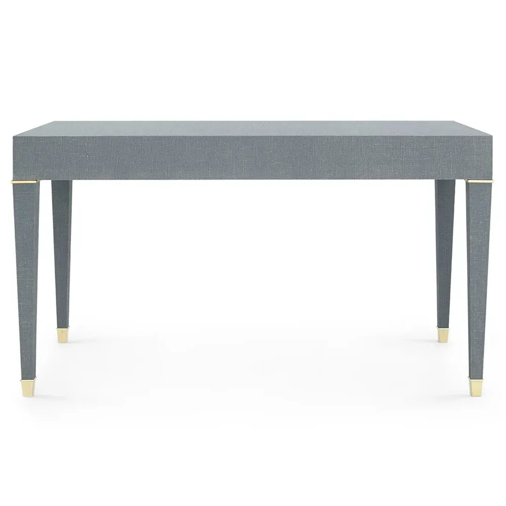 Claudette Office Desk with Drawers - Grey, Linen