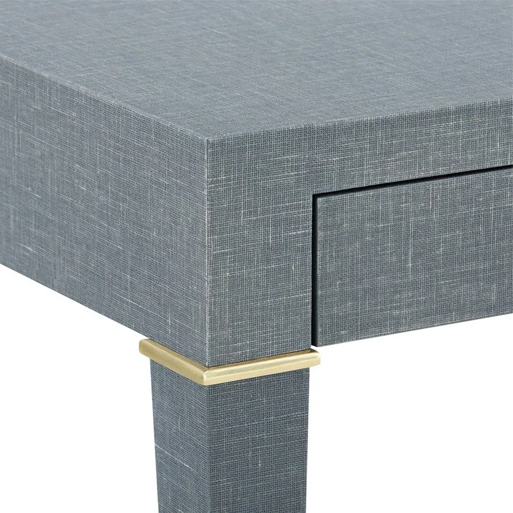 Claudette Office Desk with Drawers - Grey, Linen