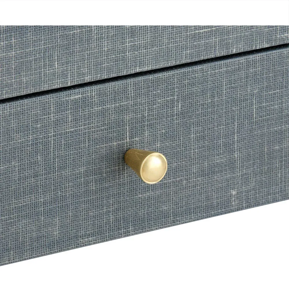 Claudette Office Desk with Drawers - Grey, Linen